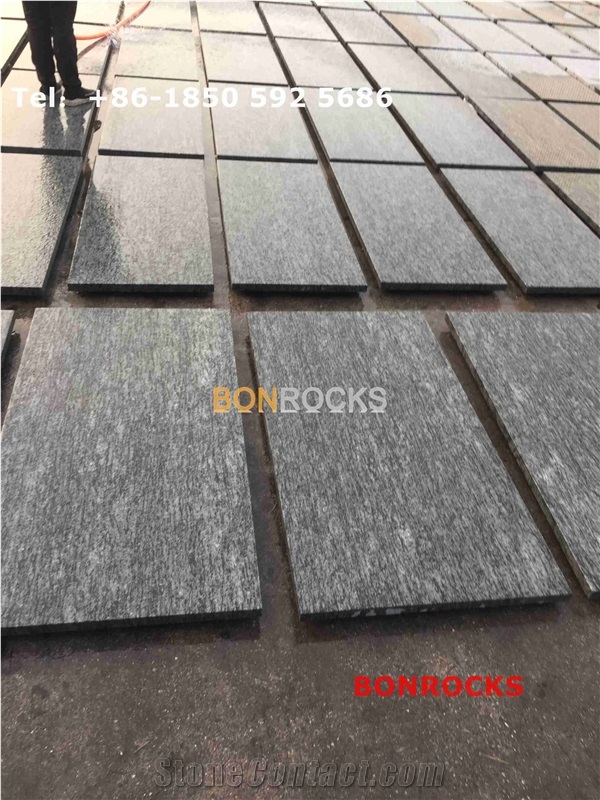 Olive Green Granite Flamed Tiles for Wall Cladding