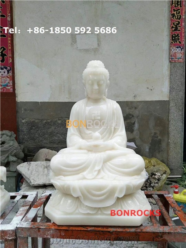 White Jade Onyx Buddha Statue
