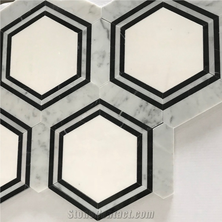 Bathroom Hexagon Marble Backsplash Mosaic Tiles