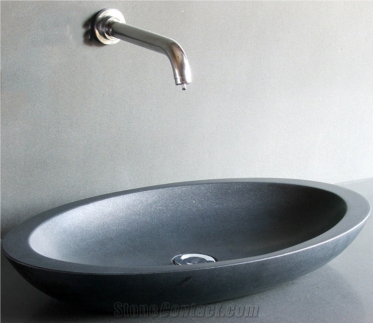 Black Color Oval Stone Wash Sink & Basins
