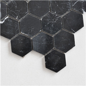 Black Hexagon Marble Mosaic Wall and Floor Tiles