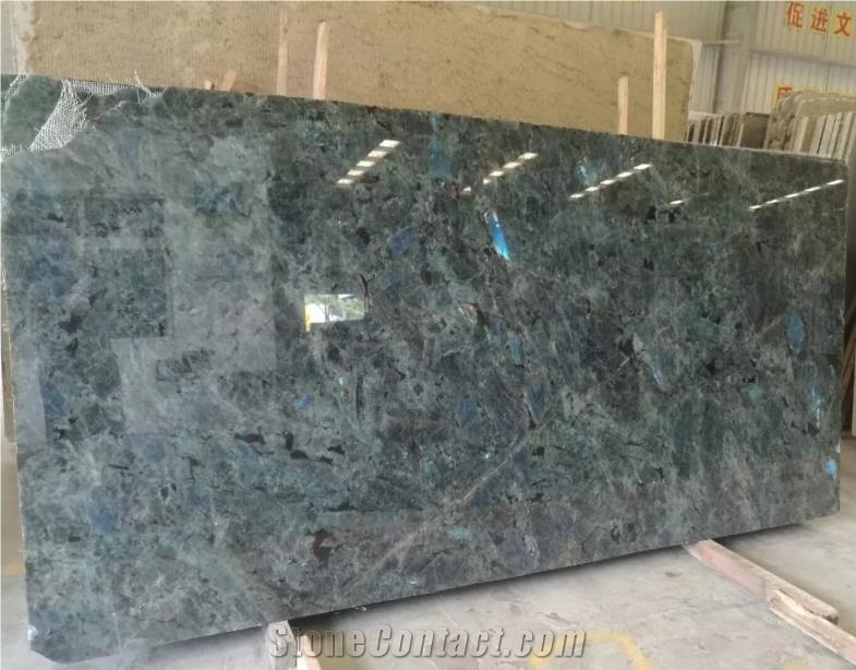 Brazil Emerald Labradorite Blue Granite Slabs Tile