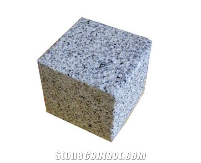 Bush-Hammed G439 White Granite Cube Stone Paver
