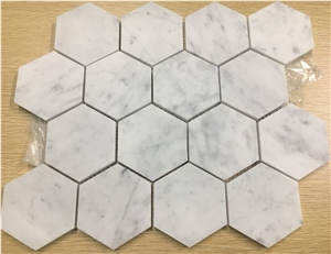 Carrara Marble Hexagon Mosaic Wall Backsplash Tile