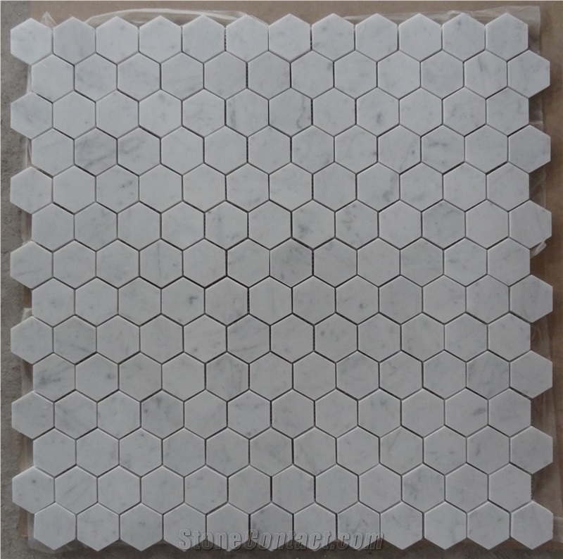 Carrara Marble Hexagon Mosaic Wall Backsplash Tile