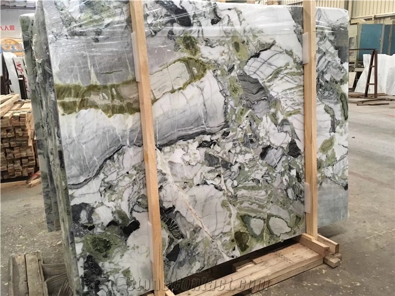 China Ice Cold Jade Green Marble Polished Slabs