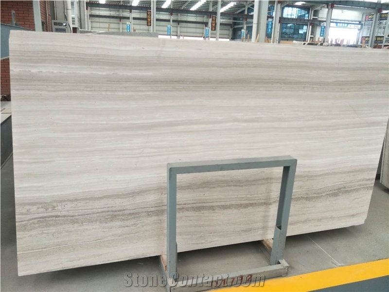China White Wooden Marble Polished Slab Tiles