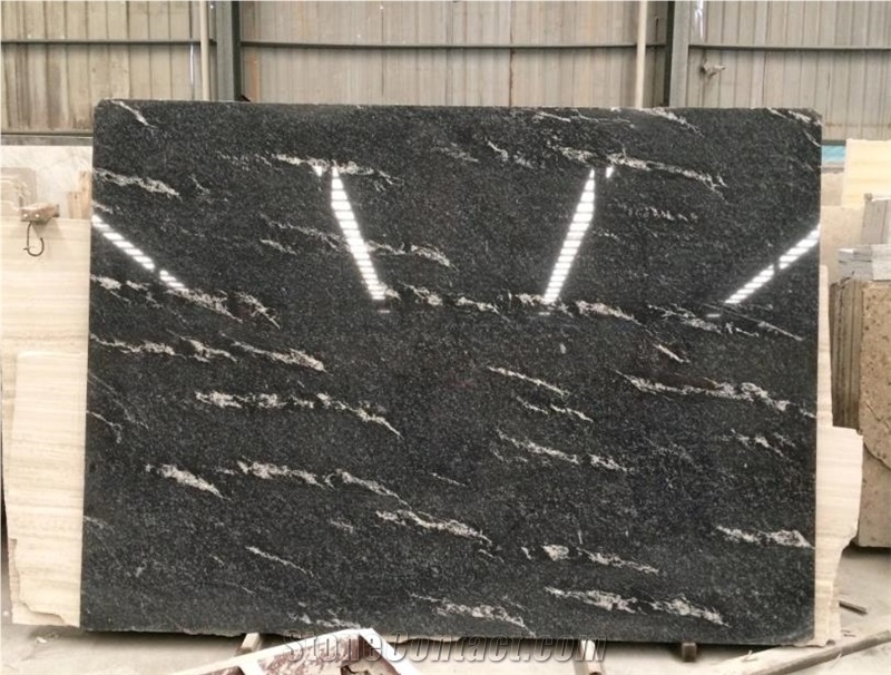 Chinese Black Nero Uuvolato Granite Polished Slabs