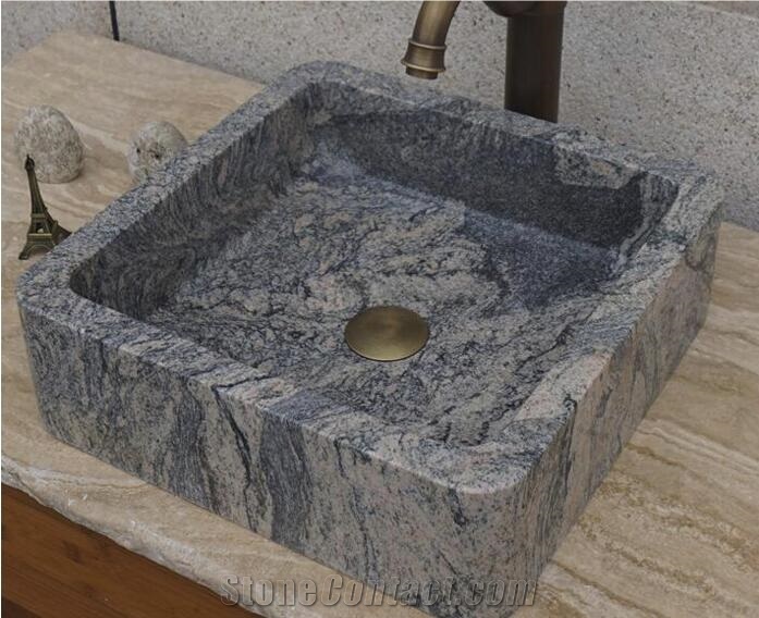 Chinese Juparana Granite Stone Oval Bathroom Sink