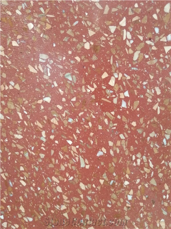 Chinese Red Cement Terrazzo Slabs for Wall