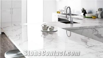 Greece Jazz White Marble Polished Kitchen Countertop