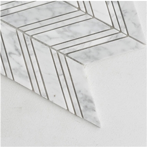 Herringbone Carrara White Stone Marble Mosaic Tile