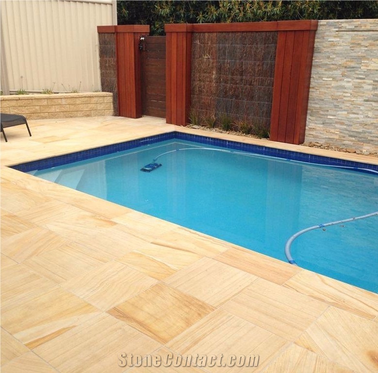 Honed China Yellow Sandstone Swimming Pool Tiles