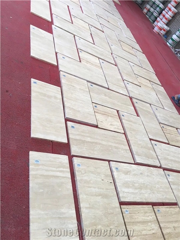 Honed Iran Mahallat Beige Travertine Floor Tiles