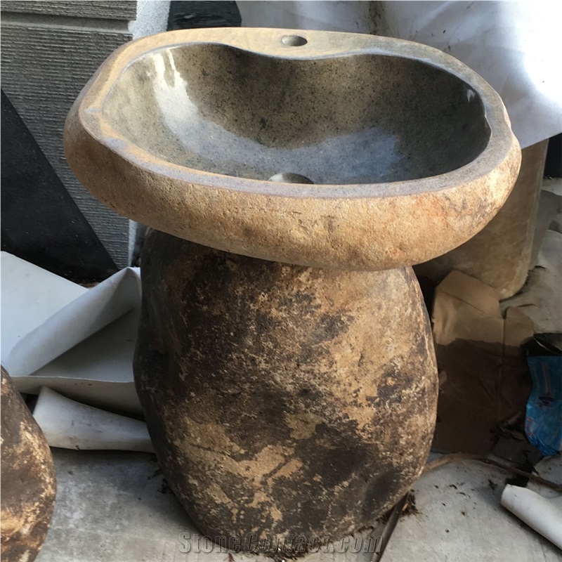Irregular China Yellow River Stone Vessel Sink
