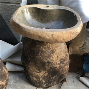 Irregular China Yellow River Stone Vessel Sink