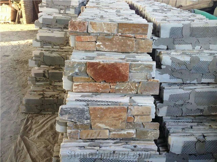 Irregular Shape Slate Ledger Stone Feature Wall