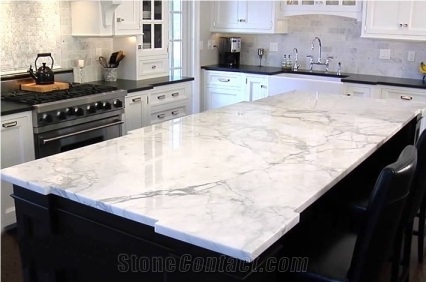 Italy Bianco Carrara Statuarietto Marble Kitchen Countertop