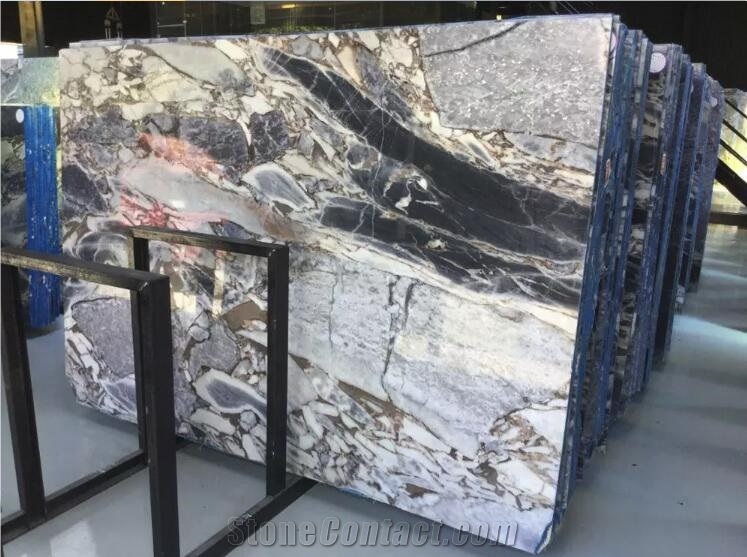 Luxury Stone New Marble Silver Blue Slabs