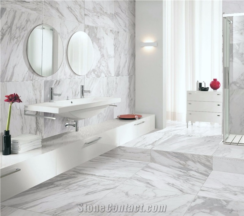 Matte and Polished Calacatta White Tiles