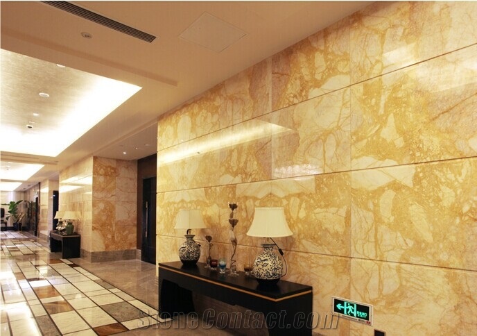 Polished China Golden Dune Marble Walling Tiles