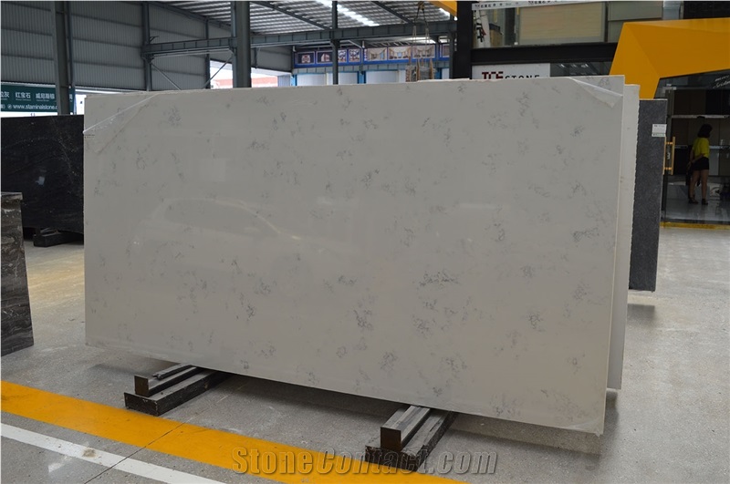 Polished China White Carrara Quartz Stone Slabs