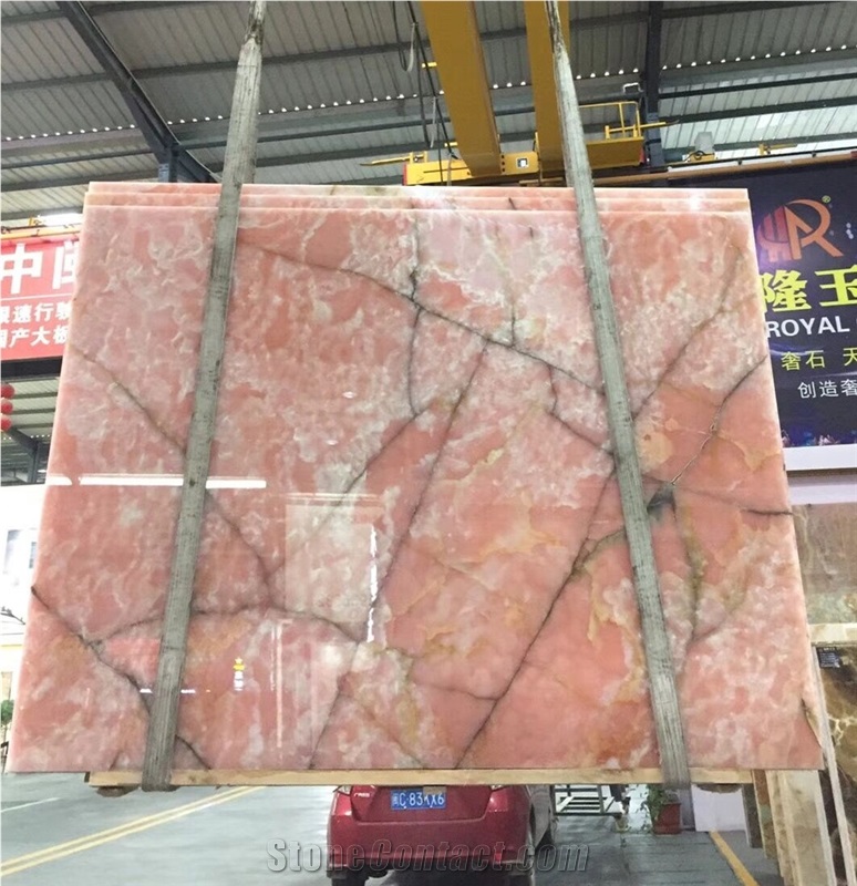 Polished Italy Onice Rosa Onyx Stone Flooring Tile