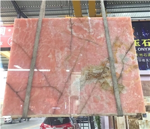 Polished Italy Onice Rosa Onyx Stone Flooring Tile
