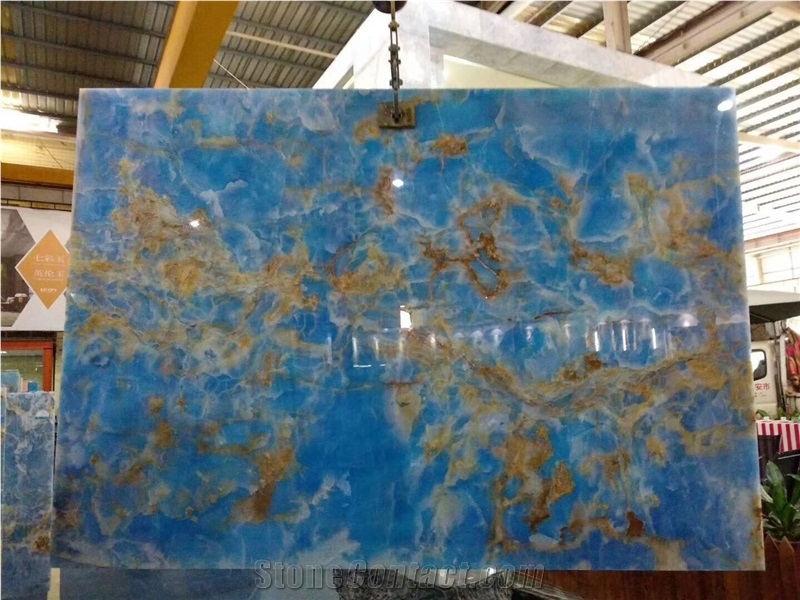Polished Natural Pakistan Blue Onyx Stone Slabs