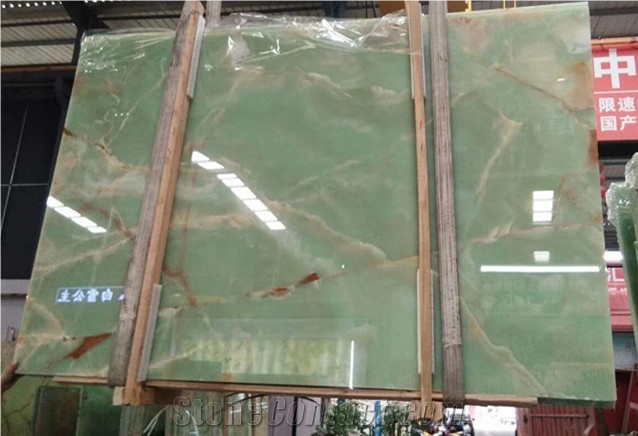 Polished Pakistan Light Green Onyx Stone Tile Slab