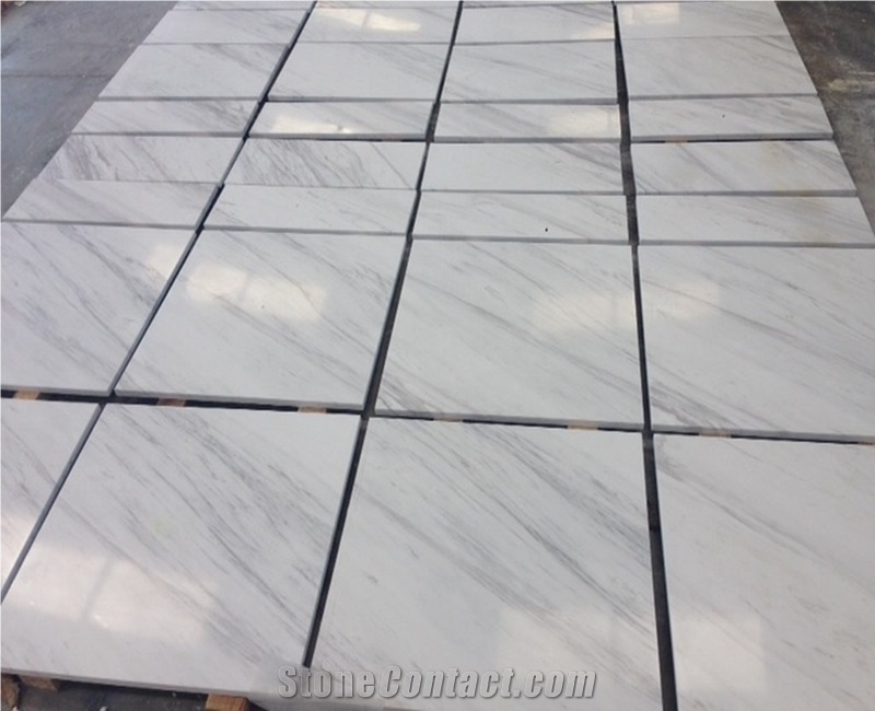 Polished White Volakas Haemus Marble Flooring Tile