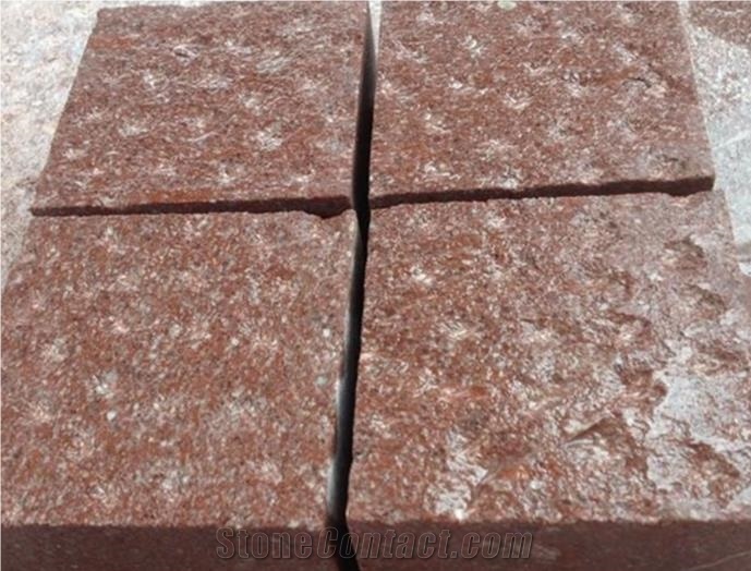 Red Porphyry G666 Pineapple Surface Cube Stone