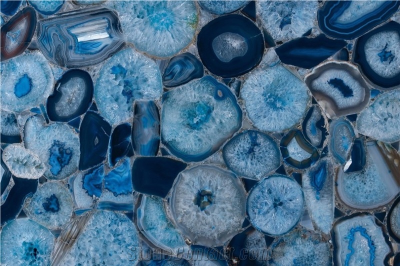 Semi Precious Blue Agate Stone Commercial Table