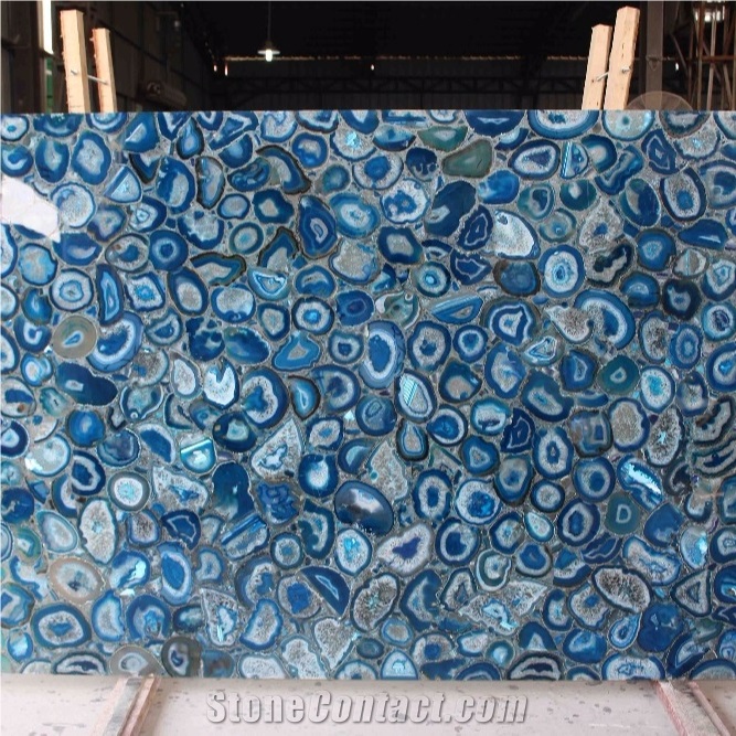 Semi Precious Blue Agate Stone Commercial Table