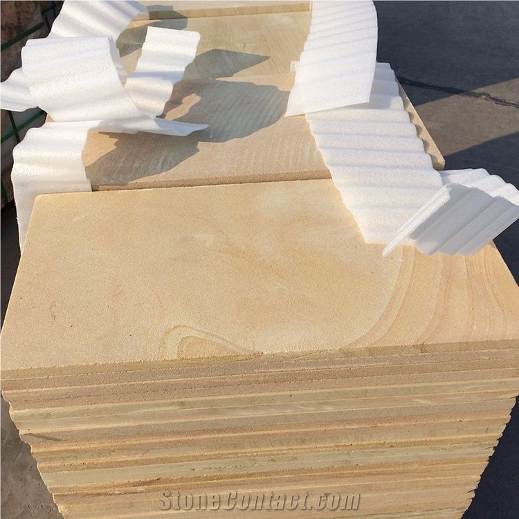Sichuan Yellow Sandstone Honed Wall Flooring Tiles