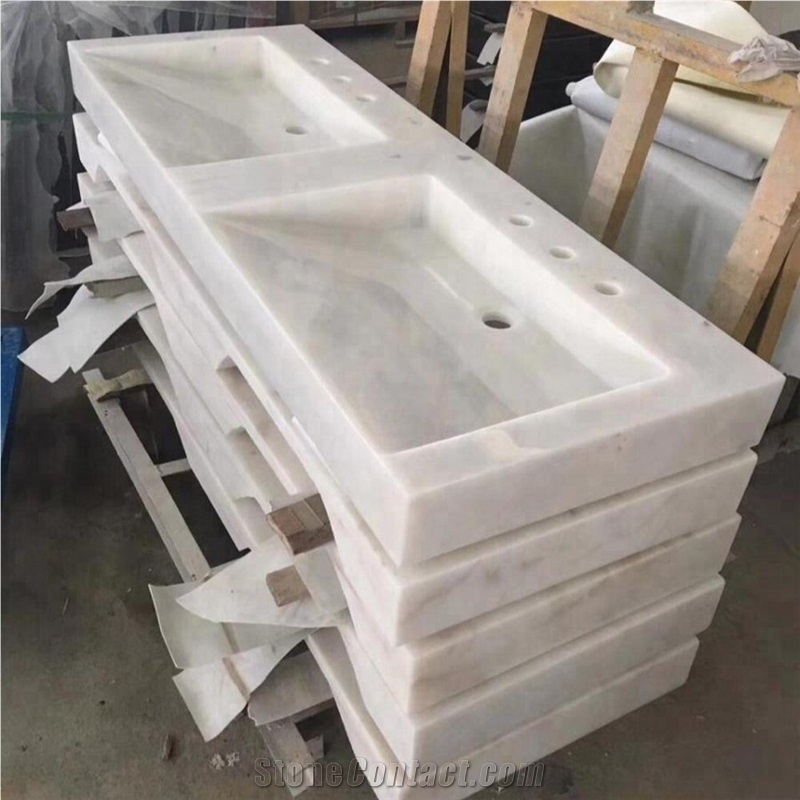 White Onyx Single Rectangular Wash Basin