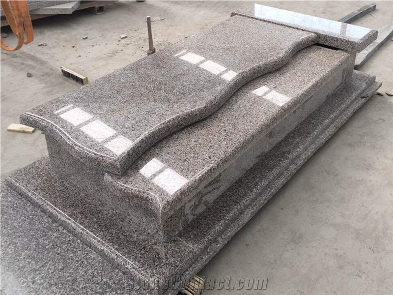 Wulian Red Granite G361 Polished Tombstone Design