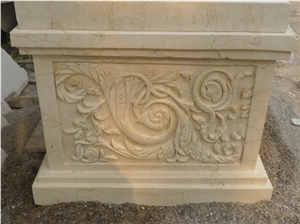 Artisan Hand Carved Natural Stone Pillar