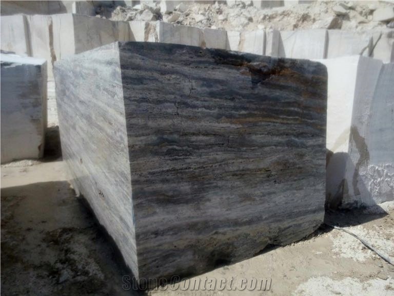 Silver Travertine Stone Block, Iran Silver Travertine