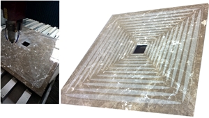 Breccia Italiana Marble Cnc Engraved Shower Base