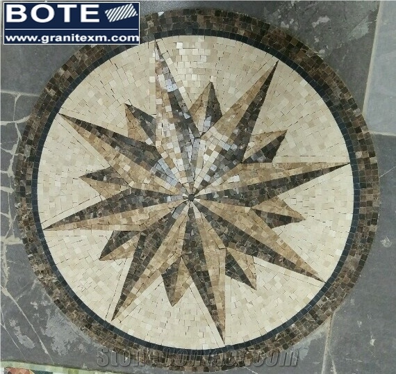 Geometric Marble Mosaic Medallion Carpet Medallion