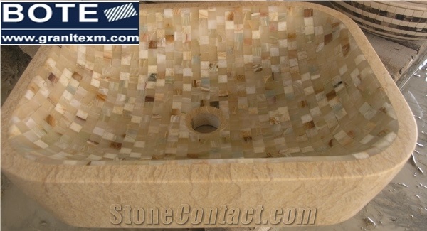 Marble Mosaic Wash Basin Sinks