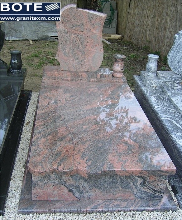 Multicolor Red Granite Tombstone Monument