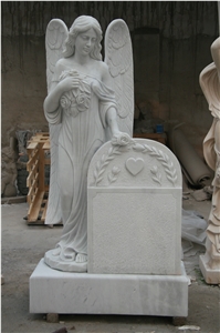 Beautiful White Marble Angel Tombstone Monuments