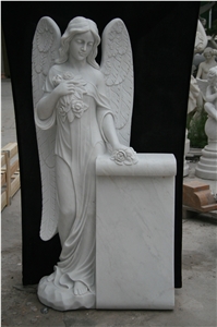 White Marble Angel Gravestone Europe Style