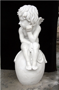 White Marble Kid Carving,White Marble Sculpture &