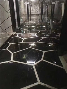 Black Marble Flooring Tile White Vein Wall Claddin