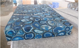 Blue Agate Semiprecious Stone Luxury Kitchen Counter Top Worktops