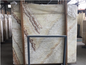 Bookmatched Red Dragon Onyx Slab for Wall Covering