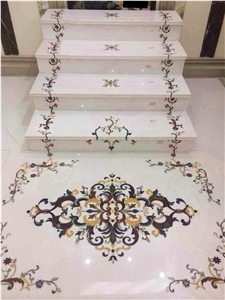 Cheap Flower Marble Waterjet Stairs